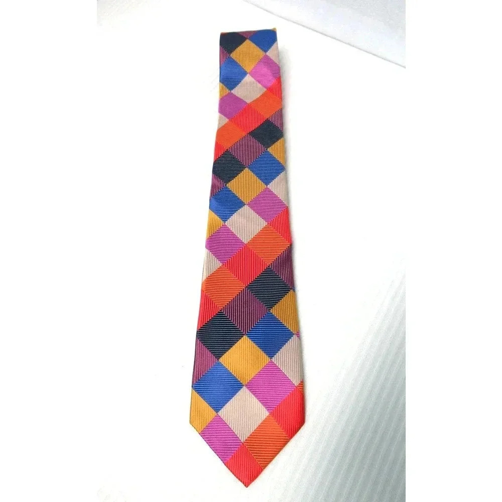 Gascoigne Silk Tie by Hi-Tie Colorful Geometric Pattern Men's 100% Silk